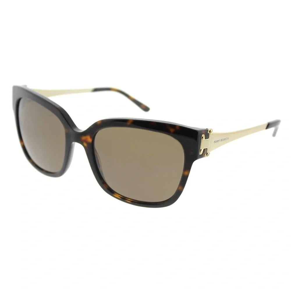 TORY BURCH Sunglasses Havana Tortoise Square Gold Frame Brown Lens NWT